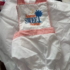 The Beaufort Bonnet Company White and Red Baby Romper